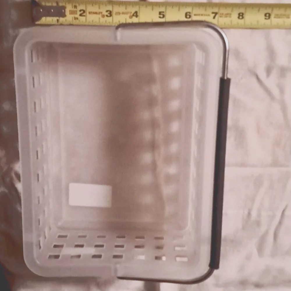 NEW STORAGE BASKET CONTAINER, HANDLE CLEAR WHITE